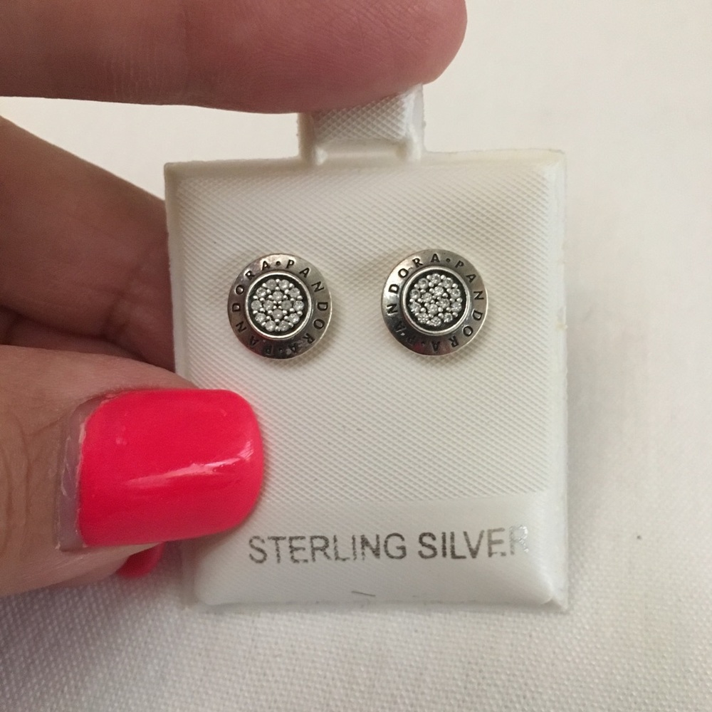 PANDORA STERLING RING EARRING SET SZ 6 - Picture 7 of 8